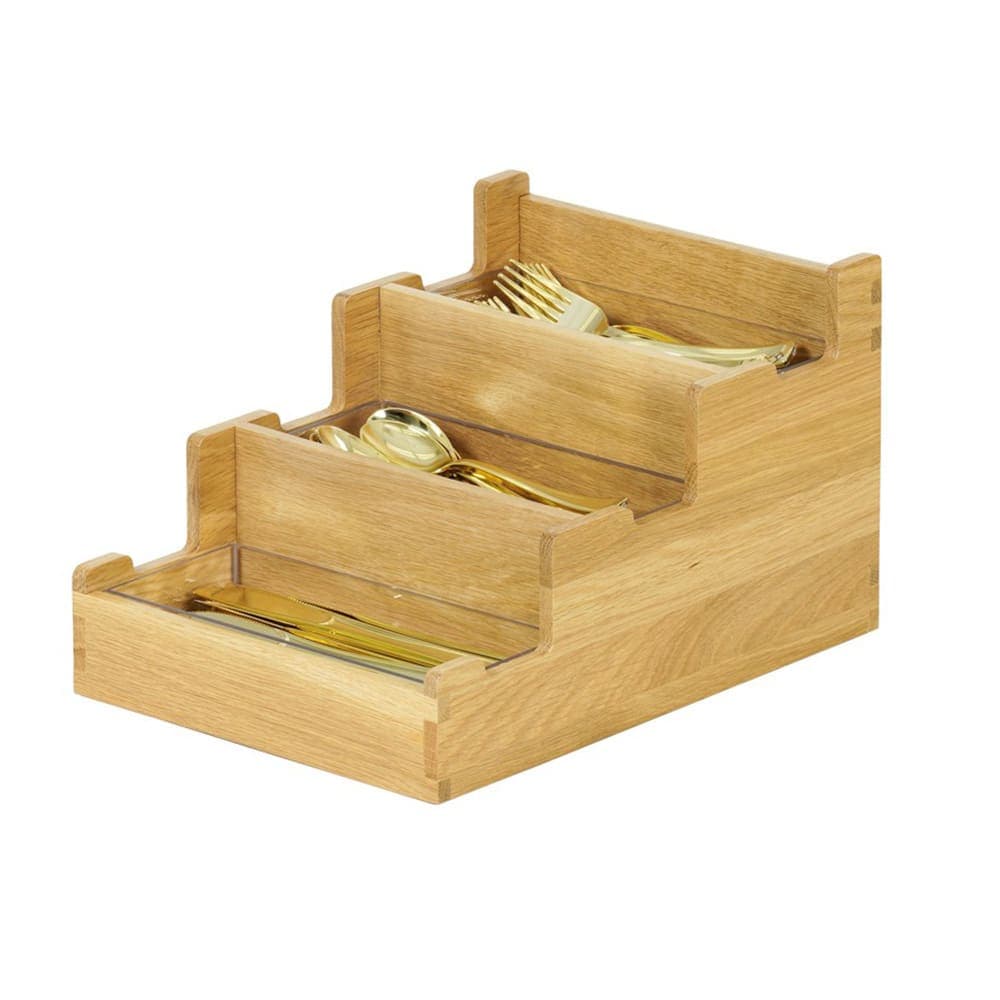 Cal-Mil 23186-21 3 Compartment Flatware Holder - 12" x 10", Oak