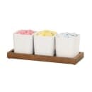 Cal-Mil 23206-78 Rectangular 3 Compartment Condiment Jar Display - White/Walnut thumbnail 2