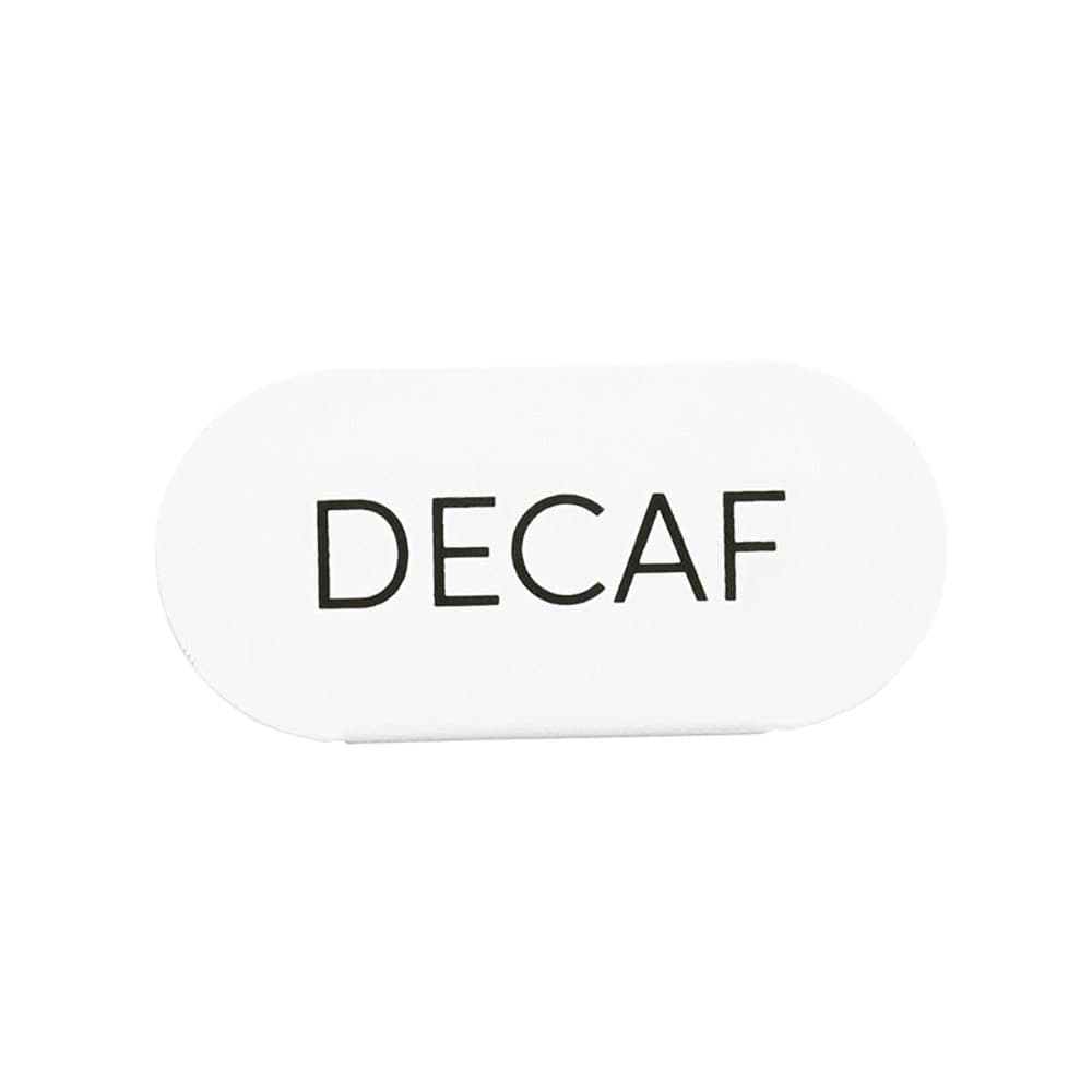 Cal-Mil 23401-2-15 "Decaf" Table Tent Sign - 4 1/2"W x 2"H, Metal, White
