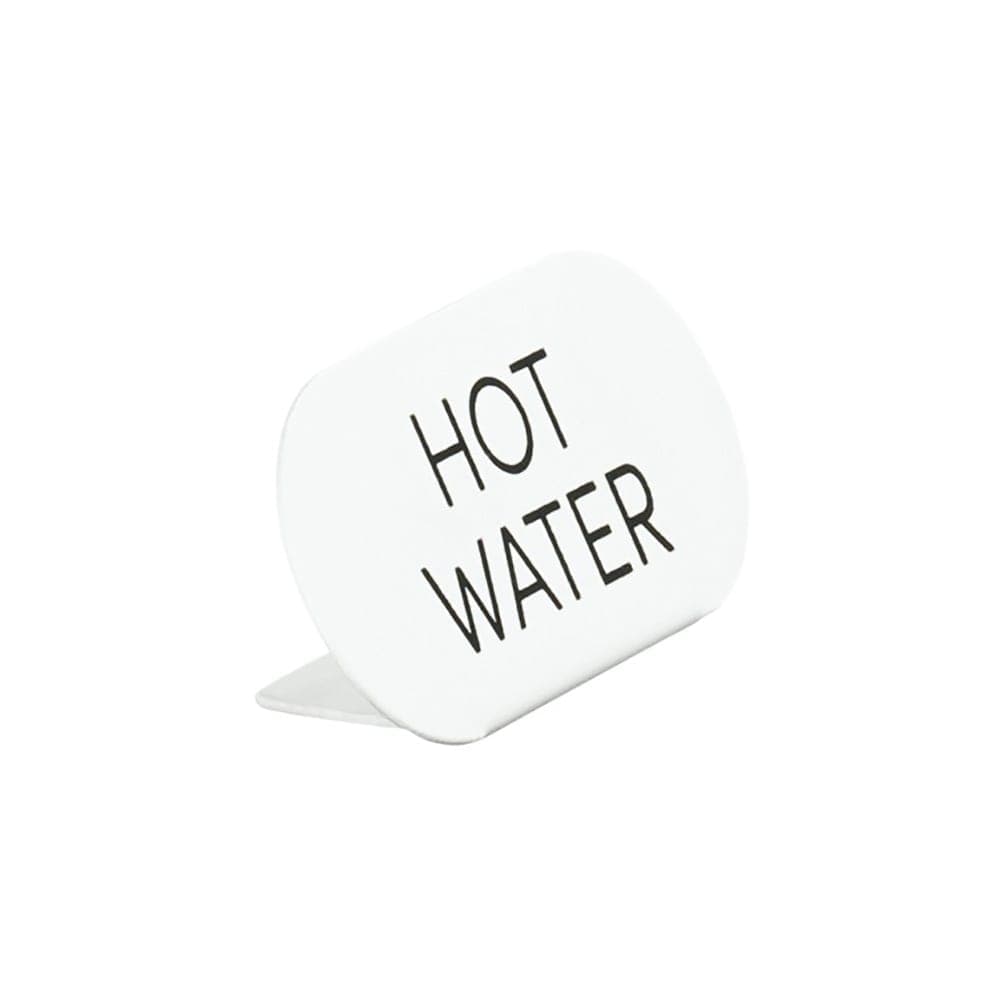 Cal-Mil 23401-3-15 "Hot Water" Table Tent Sign - 4 1/2"W x 2"H, Metal, White