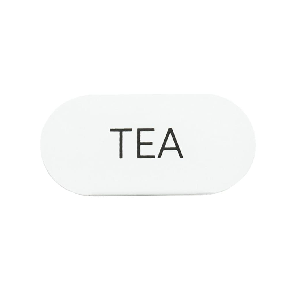 Cal-Mil 23401-4-15 "Tea" Table Tent Sign - 4 1/2"W x 2"H, Metal, White