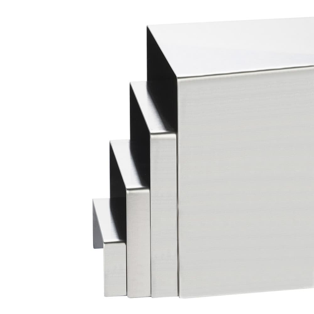 Cal-Mil 239 4 Display Risers w/ (1)-Each 8" H, 6" H, 4" H & 2" H, Stainless
