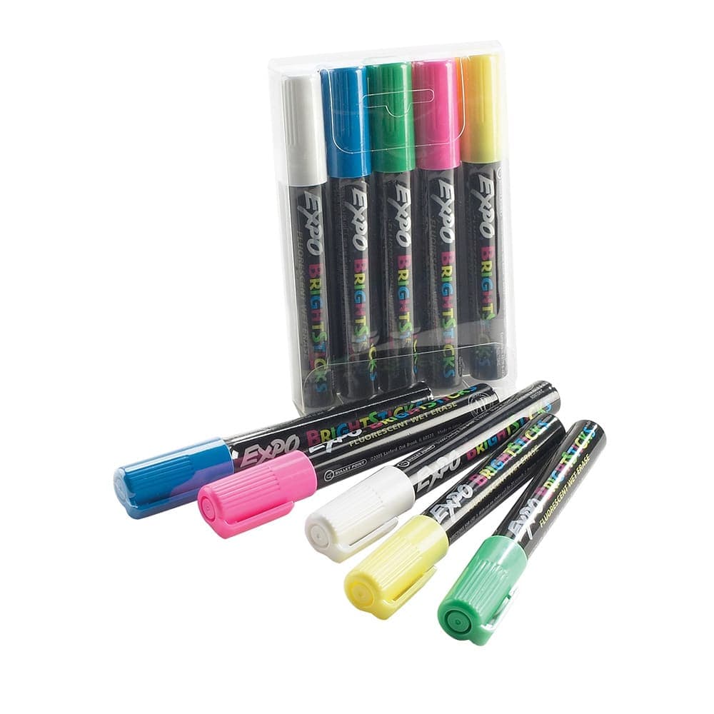 Cal-Mil 240 Marker Pens For Write On Board - 5 Assorted Colors