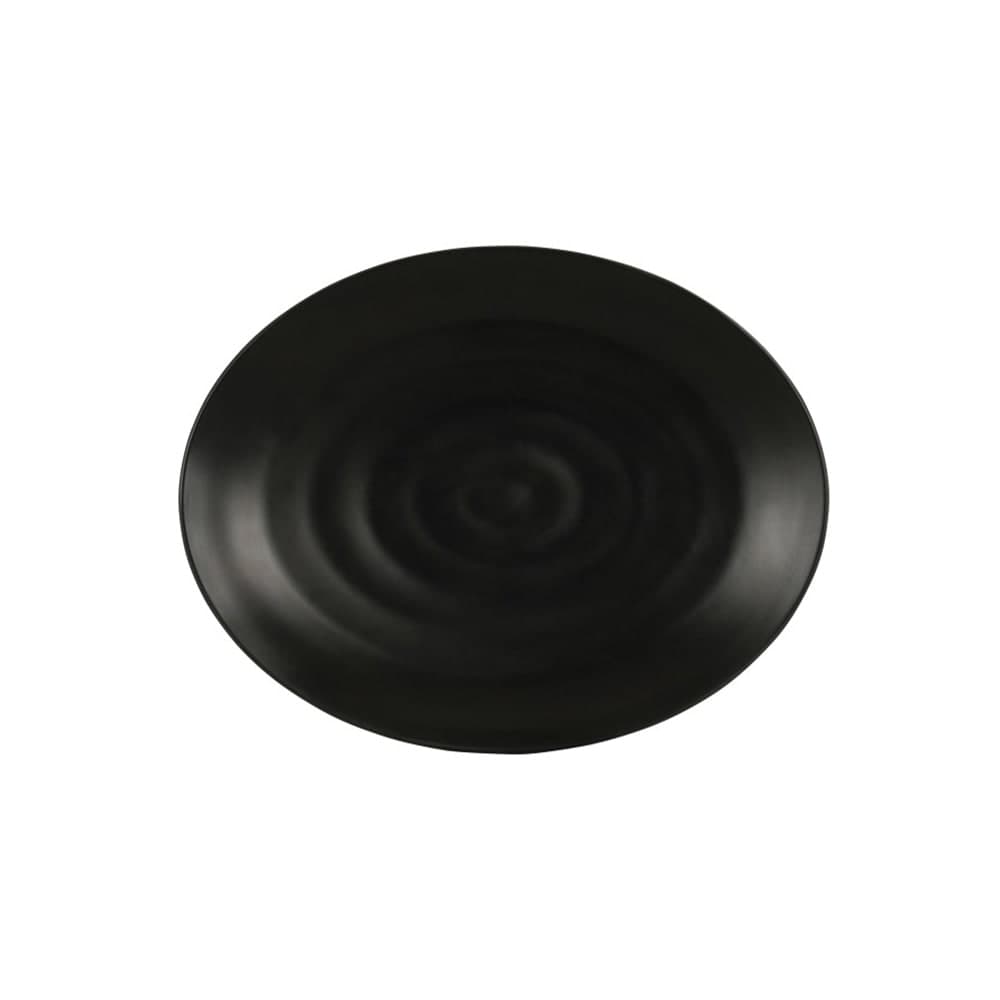 Cal-Mil 24058-1612-13 16" x 12" Oval Hand Thrown Platter - Melamine, Black