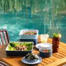 Cal-Mil 24130-8-111 Bento Box - 8 1/4" x 8 1/4" x 3", Melamine, Stone Blue thumbnail 6