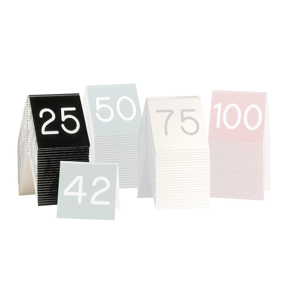 Cal-Mil 269A-1 Tabletop Number Tents - #1 25, 3" x 3", Red/White