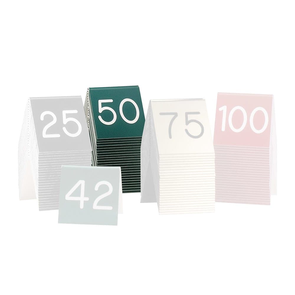 Cal-Mil 269B-1 Tabletop Number Tents - #26 50, 3" x 3", Red/White