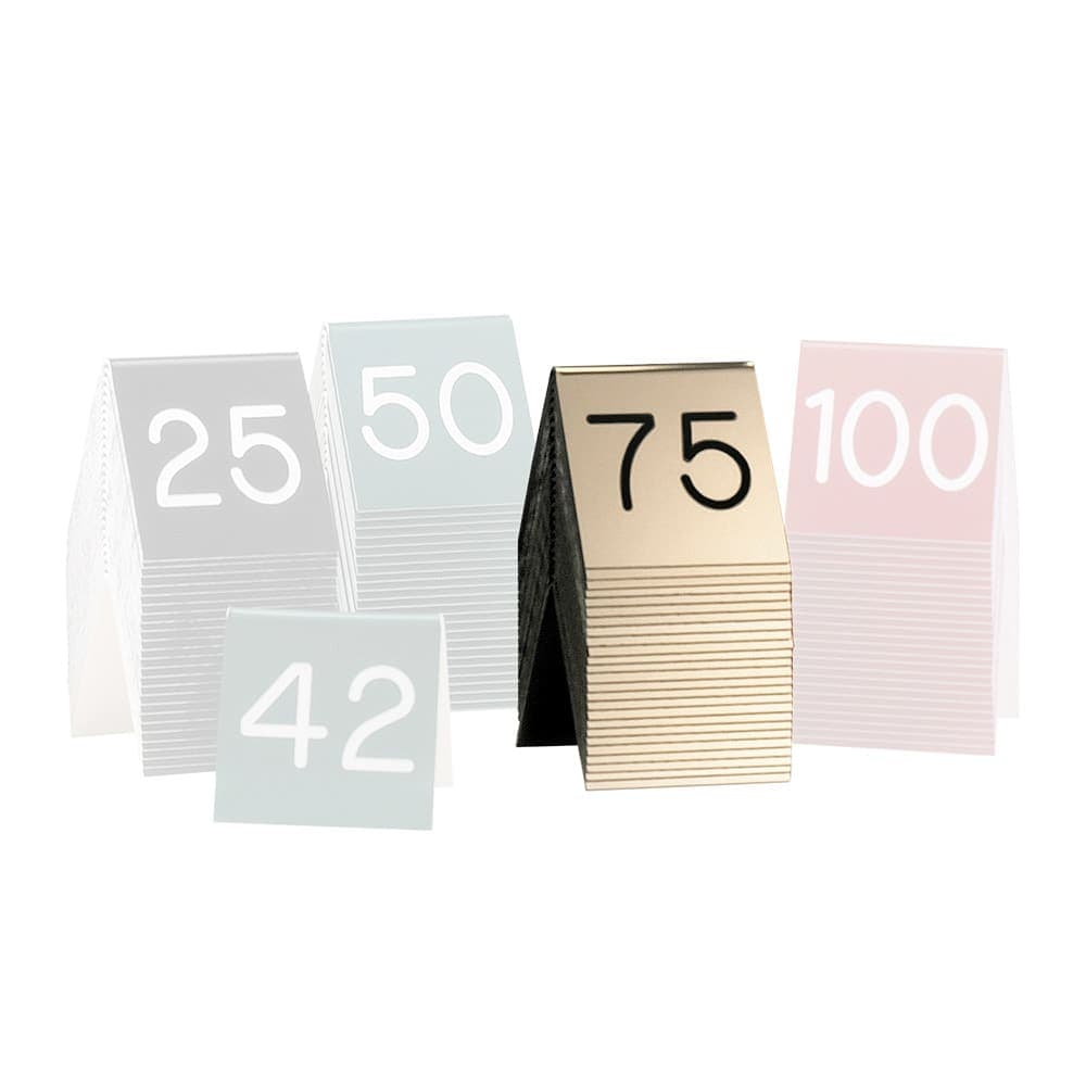 Cal-Mil 269C-1 Tabletop Number Tents - #51 75, 3" x 3", Red/White