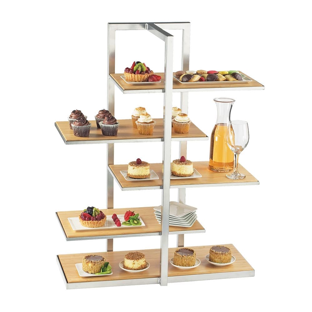 Cal-Mil 3303-60 5 Tier One by One Display Server Shelf - Bamboo