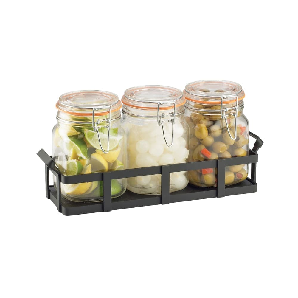 Cal-Mil 3336-13 Rectangular 3 Compartment Condiment Jar Display - Clear/Black