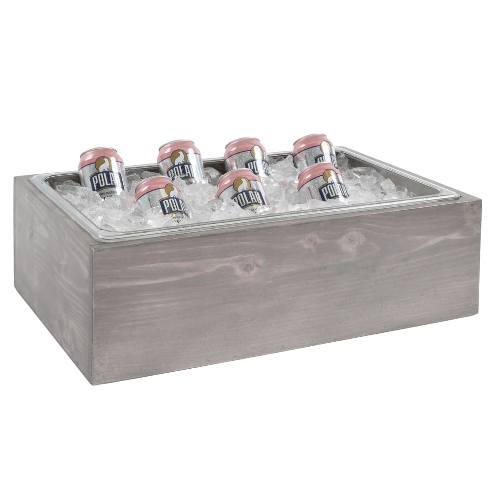 Cal-Mil 3360-12-110 Rectangular Ice Housing w/ Clear Ice Tub - 21 1/2"W x 12 1/2"D x 6"H, Pine Wood, Gray Wash