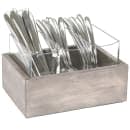 Cal-Mil 3408-110 3 Compartment Flatware Holder - 9"W x 6"D x 5 1/4"H, Pine Wood, Gray Wash thumbnail 2