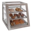 Cal-Mil 3432-110 3 Slanted Tier Full Service Pastry Display Case - 21"W x 21 1/2"D x 21 1/2"H, Pine Wood, Gray Wash thumbnail 2