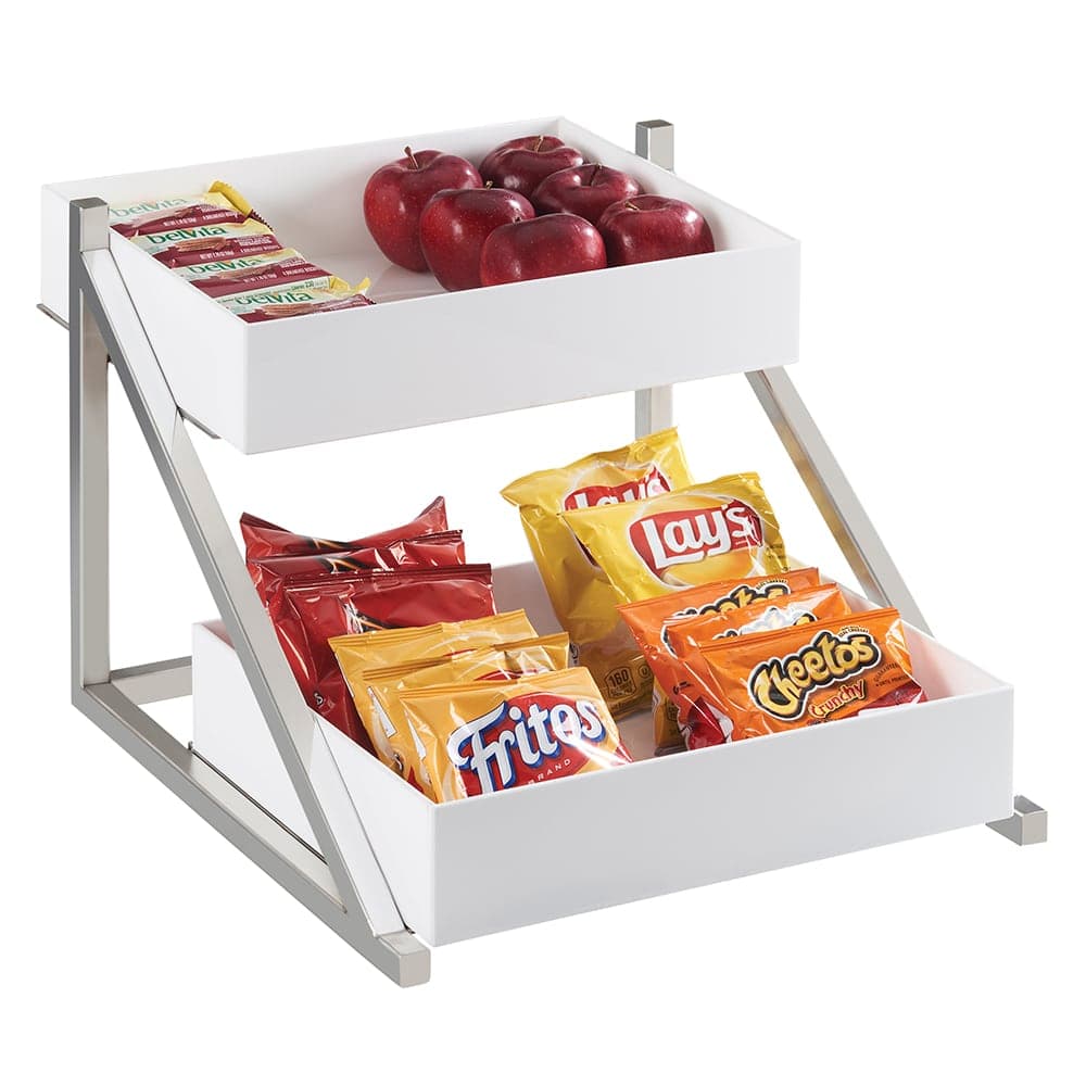 Cal-Mil 3448-55 2 Level Tiered Merchandiser - 15 1/2"L x 20 3/4"W x 12 3/4"H, Plastic Bins/Silver Frame
