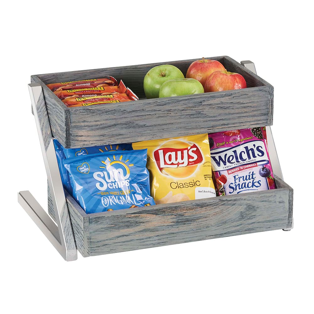 Cal-Mil 3449-2-83 2 Level Tiered Merchandiser - 16"L x 20"W x 9 1/2"H, Wood Bins/Metal Frame