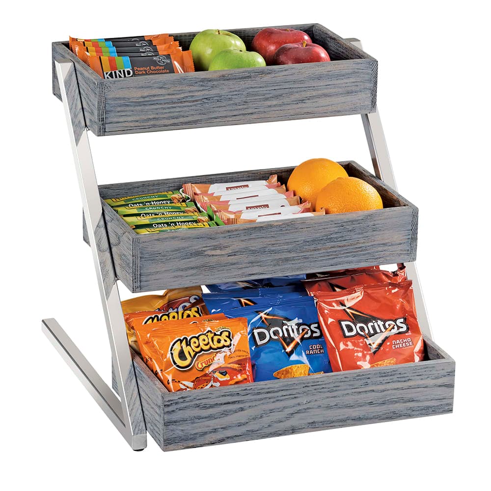 Cal-Mil 3449-3-83 3 Level Tiered Merchandiser - 16"L x 20"W x 15 1/2"H, Wood Bins/Metal Frame