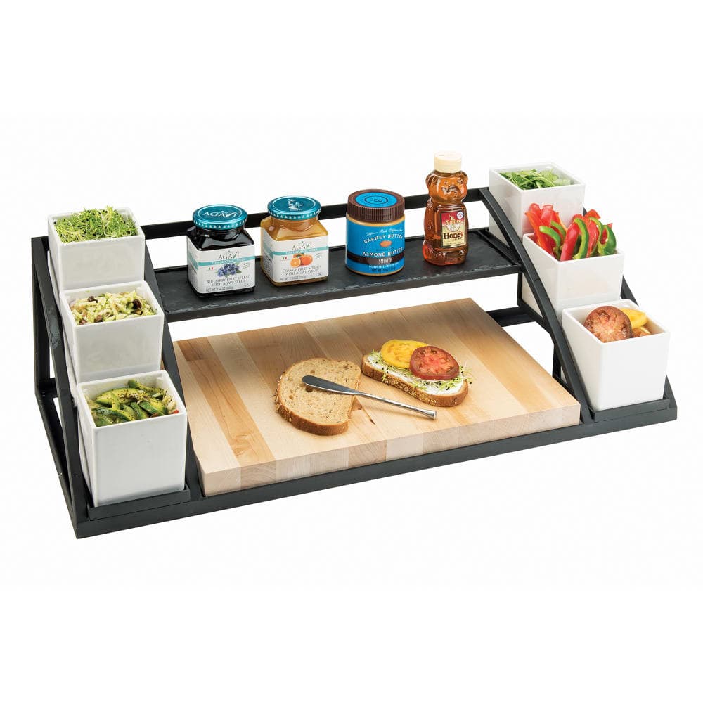Cal-Mil 3455 Display Stand w/ Cutting Board & (3) Jars - 28 1/2"W x 12 1/2"D x 9 3/4"H, Metal, Black