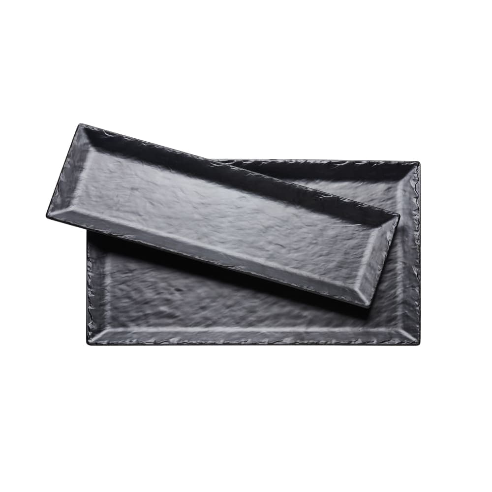 Cal-Mil 3459-1310-65M 13" x 10" Rectangular Platter - Melamine, Black Faux Slate