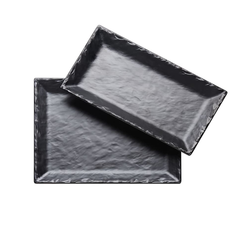 Cal-Mil 3459-137-65M 13" x 7" Rectangular Platter - Melamine, Black Faux Slate