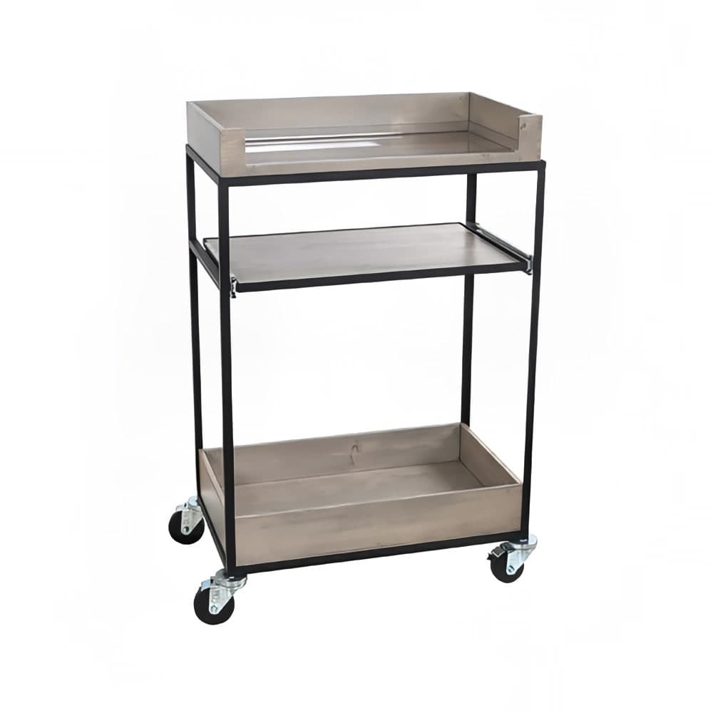 Cal-Mil 3461-110 Beverage Service Cart w/ (3) Levels - 27"W x 16"D x 41"H, Reclaimed Wood/Metal Frame