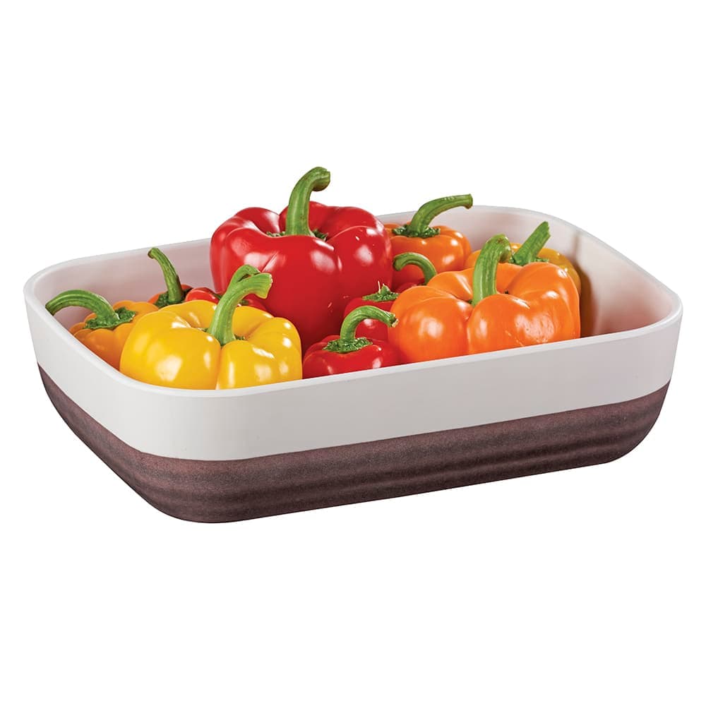 Cal-Mil 3471-12 12" x 9"  Rectangular Stoneware Platter - Melamine, Brown/Cream