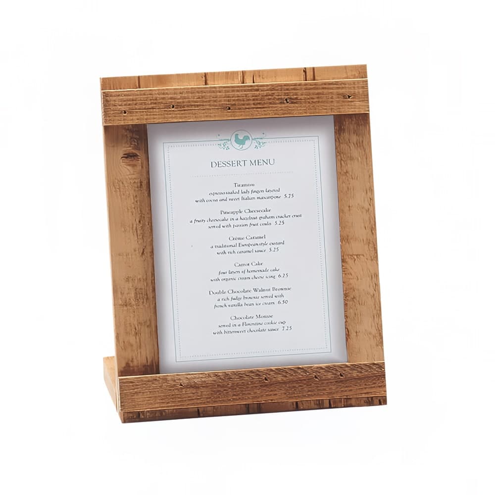 Cal-Mil 3483-46-99 Tabletop Menu Card Holder - 4" x 6", Reclaimed Wood