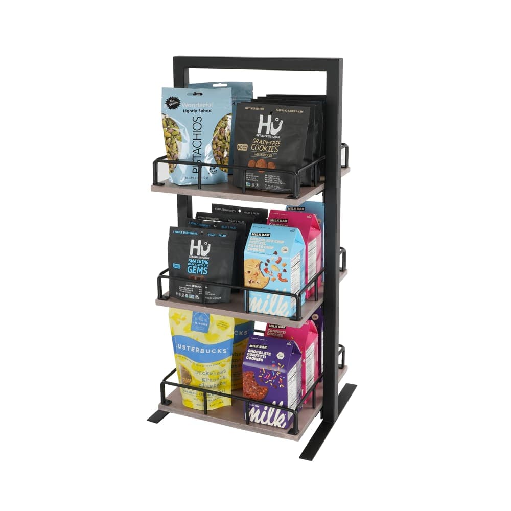 Cal-Mil 3494-3-110 3 Level Tiered Merchandiser - 12" x 12" x 31", Gray Washed Pine Wood/Metal Frame