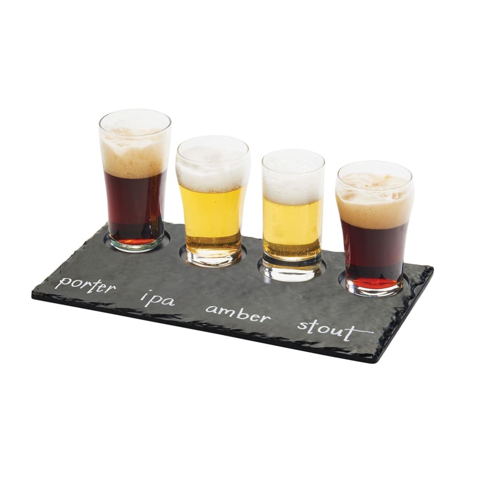 Cal-Mil 3500-65M Write On Taster Tray w/ (4) Cut Outs - 11 3/4" x 5", Melamine, Faux Slate
