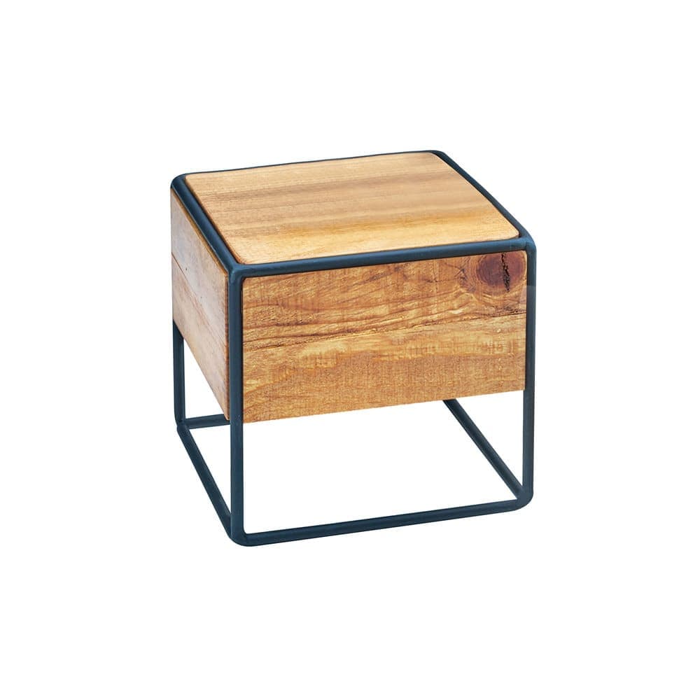 Cal-Mil 3562-7-99 8" Square Buffet Riser - 7 1/2"H, Wood/Black Metal