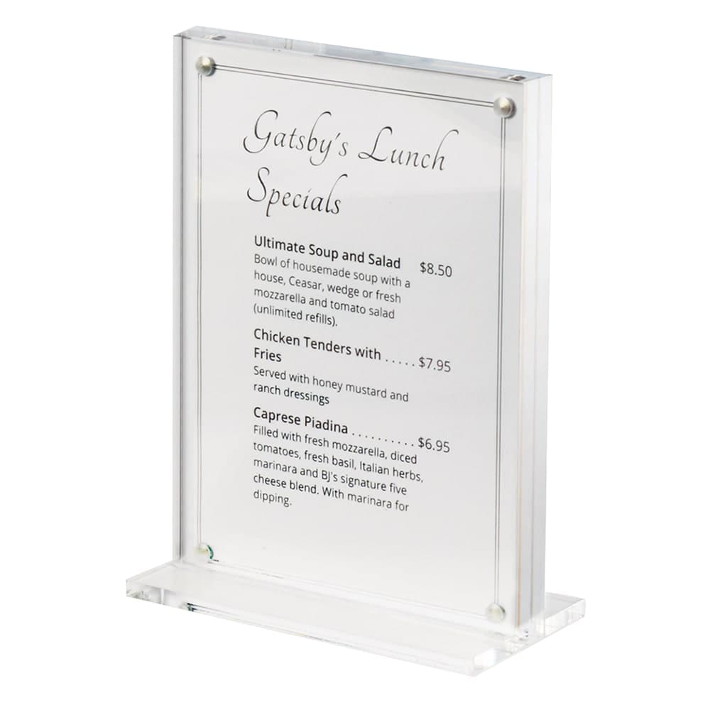 Cal-Mil 3567-46 Tabletop Menu Card Holder - 4" x 6", Plastic, Clear