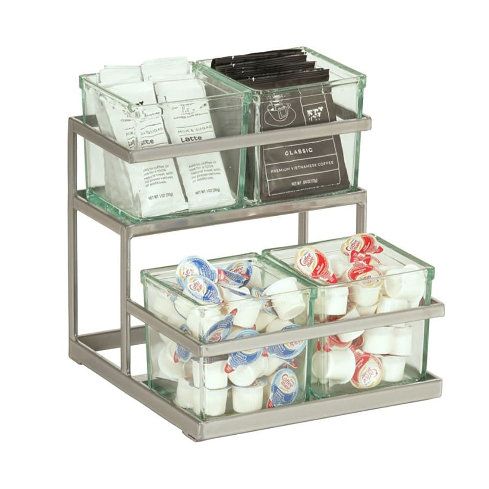 Cal-Mil 3604-39 Rectangular 4 Compartment Condiment Jar Display - Clear/Silver