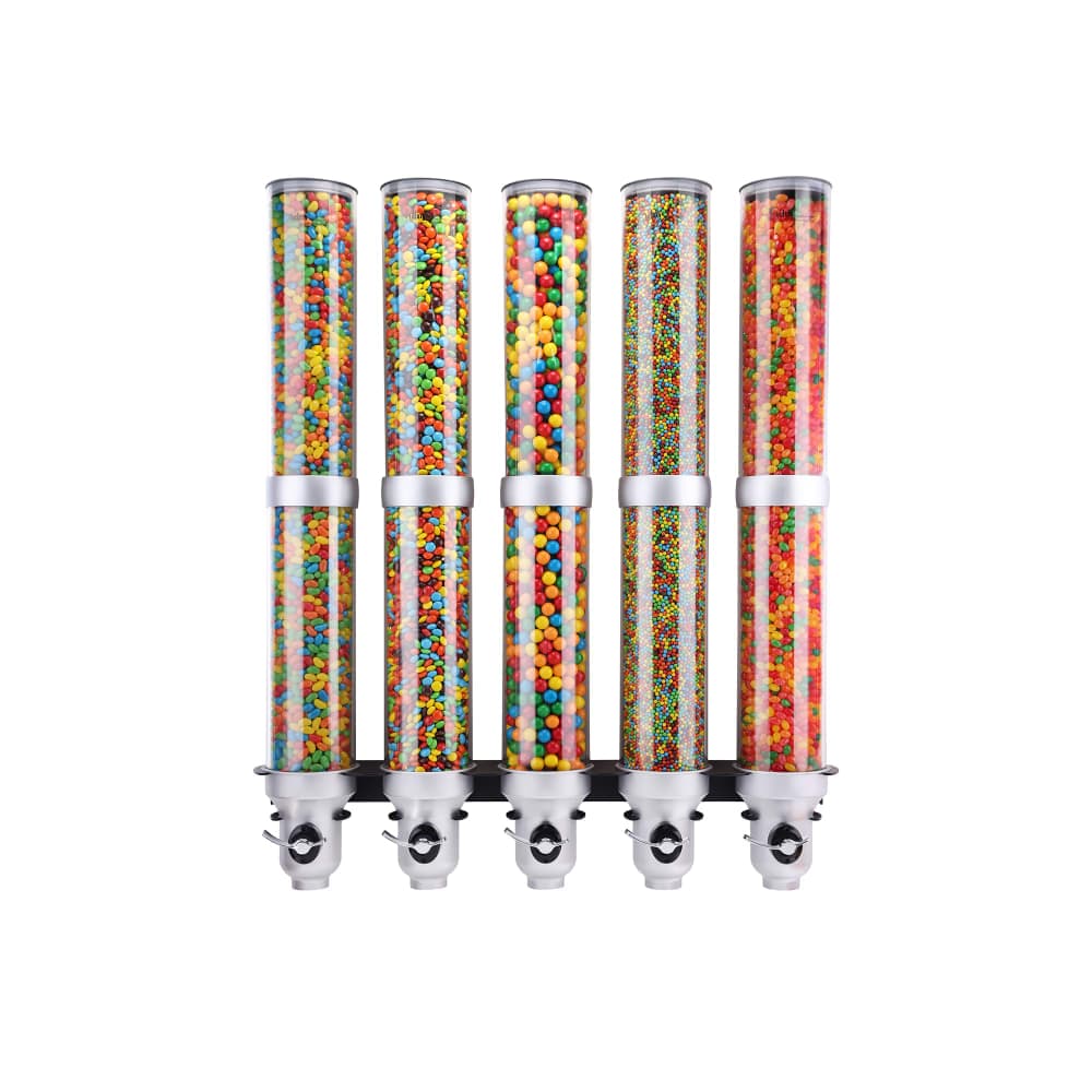 Cal-Mil 3618-5-39FF Wall-Mount Cereal Dispenser, (5) 9 liter Hoppers