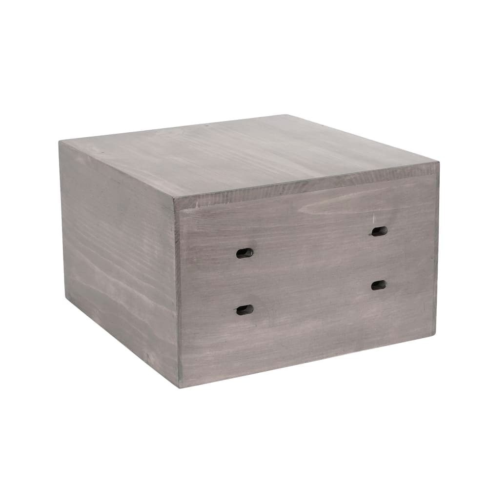 Cal-Mil 3628-7-110 12" Square Display Riser Crate - 7"H w/ Brackets Cutout, Pine Wood, Gray Wash