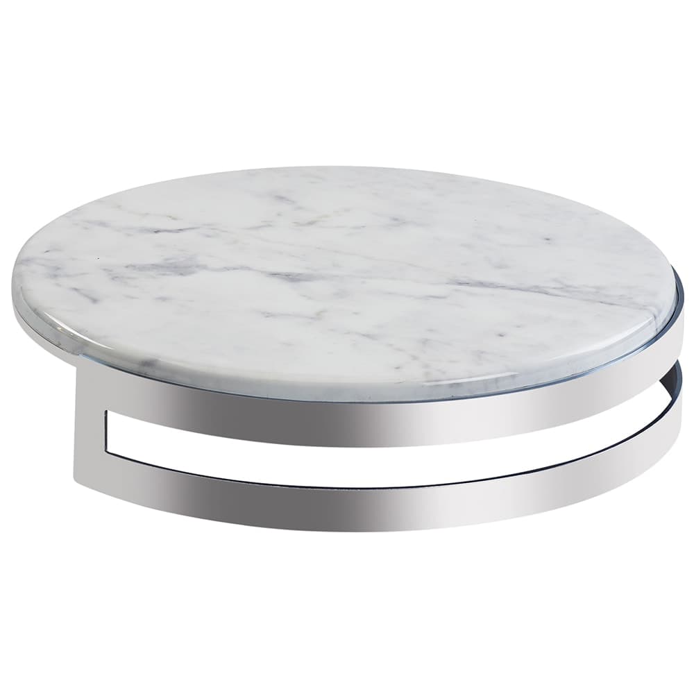 Cal-Mil 3680-153-81M 15" Round Display Riser w/ Faux Marble Melamine Top, Stainless w/ Chrome Finish