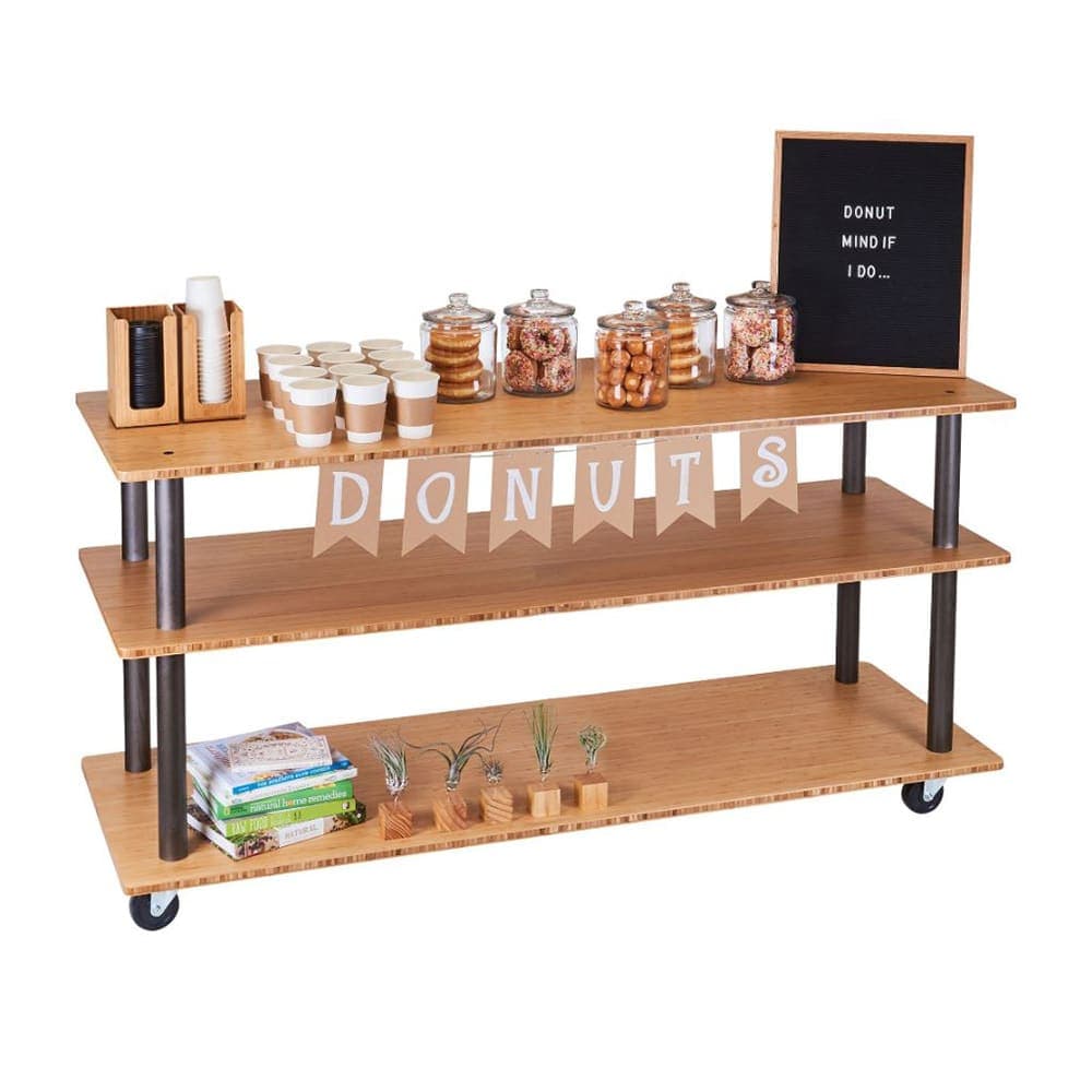 Cal-Mil 3698-4-60 U-Build Beverage Serving Cart w/ (3) Shelves - 48"W x 24"D x 44"H, Metal/Bamboo