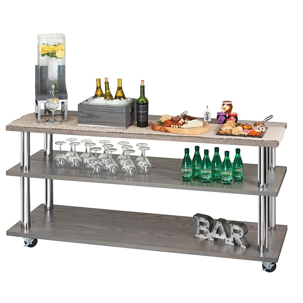 Cal-Mil 3698-4-87 48" Beverage Service Cart w/ (3) Levels - Oak/Metal, Dark Gray