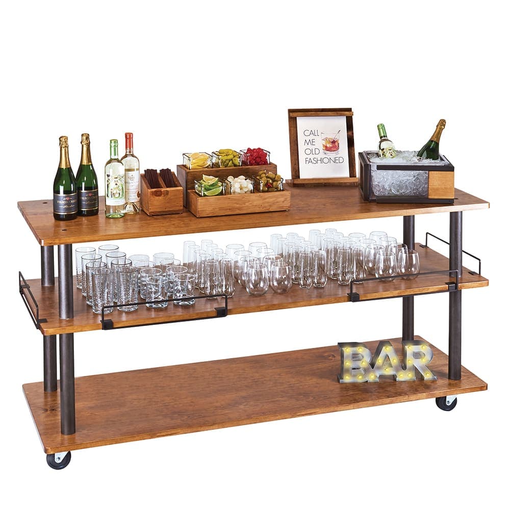 Cal-Mil 3698-6-84 Sierra Beverage Serving Cart w/ (3) Shelves - 72"W x 24"D x 44"H, Metal/Wood