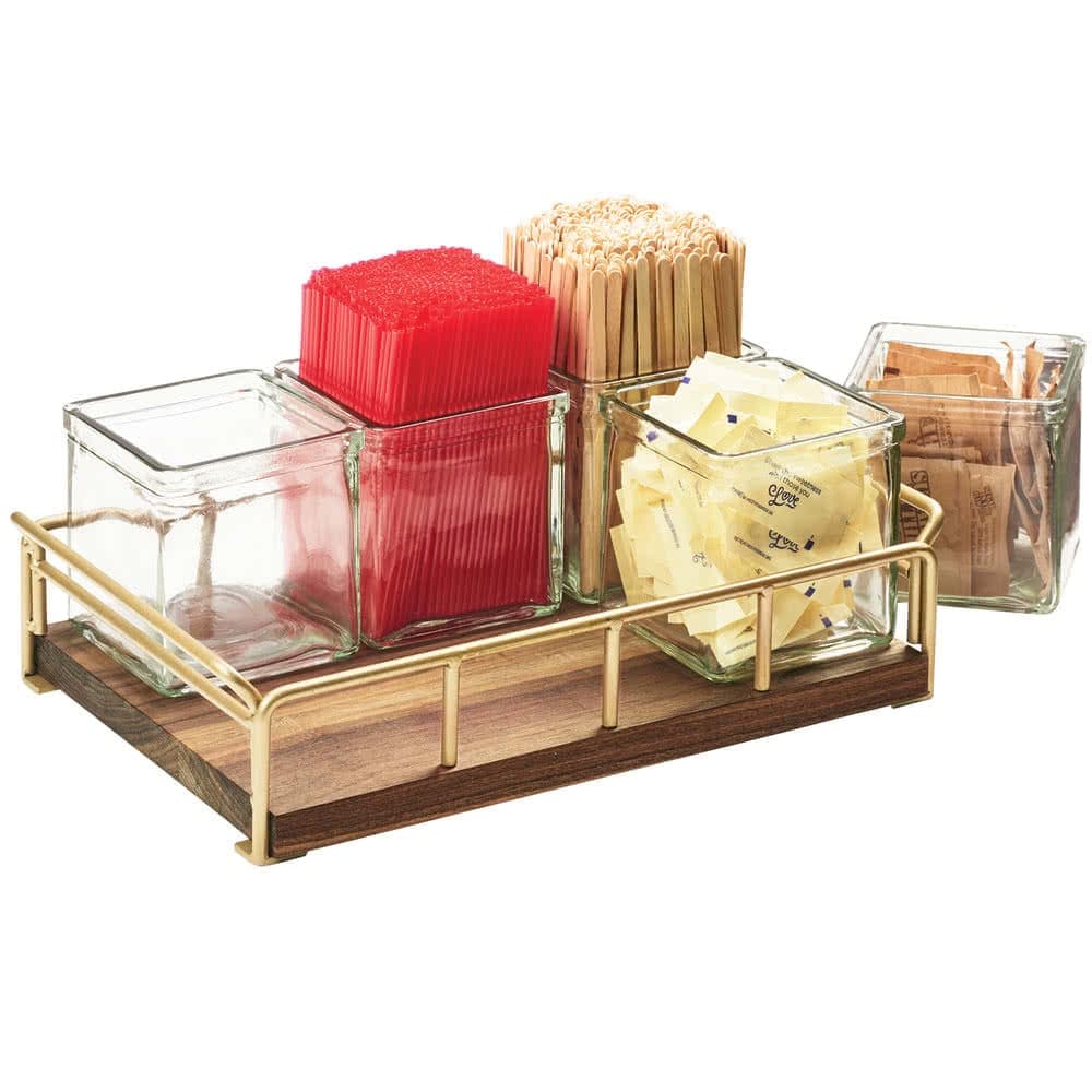 Cal-Mil 3713-46 Rectangular 6 Compartment Condiment Jar Display - Clear/Brown
