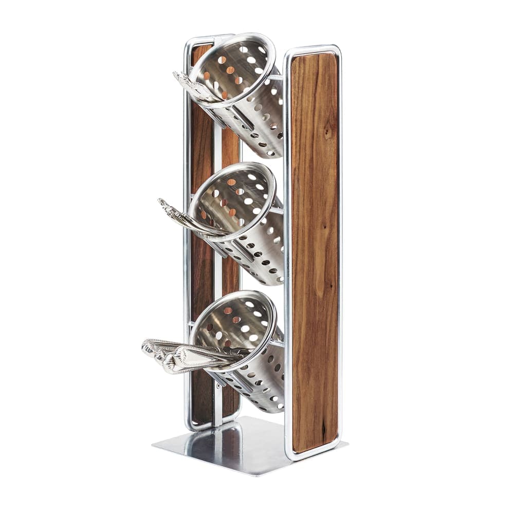 Cal-Mil 3715-49 19 1/2" 3 Section Cylinder Display, Walnut/Chrome