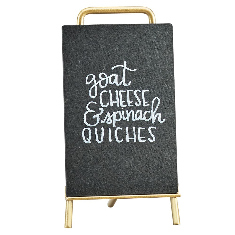 Cal-Mil 3717-46-46 Tabletop Write-On Sign w/ Easel - 4" x 6", Brass