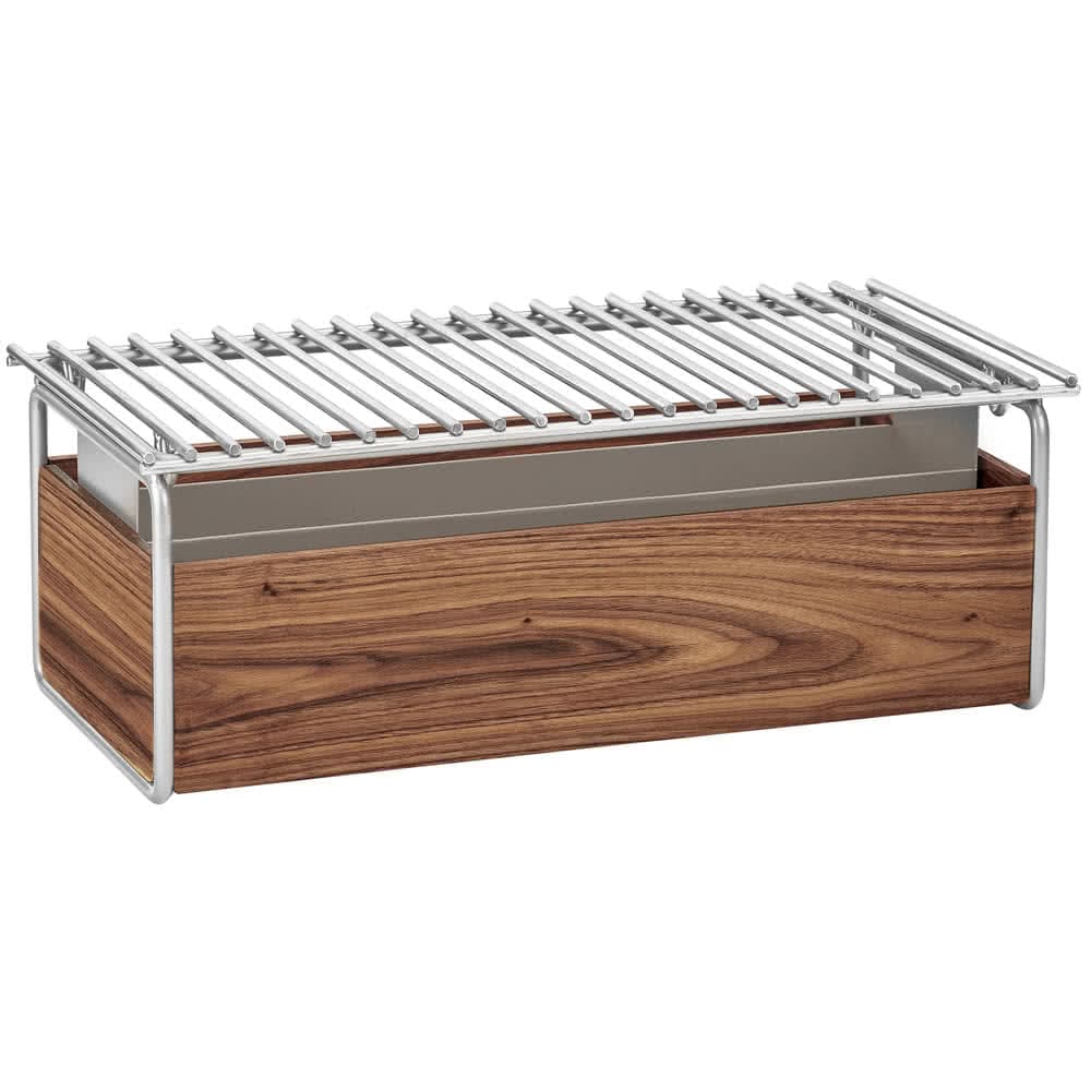 Cal-Mil 3722-49 Chafer Grill w/ Fuel Holder - 22" x 12", Walnut/Chrome