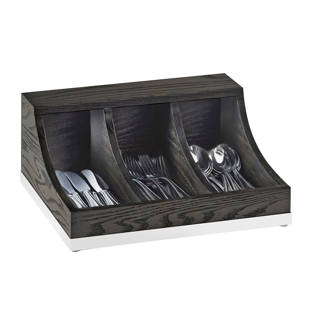Cal-Mil 3802-87 3 Compartment Flatware Organizer - 13 3/4" x 11 1/2", Oak, Dark Gray