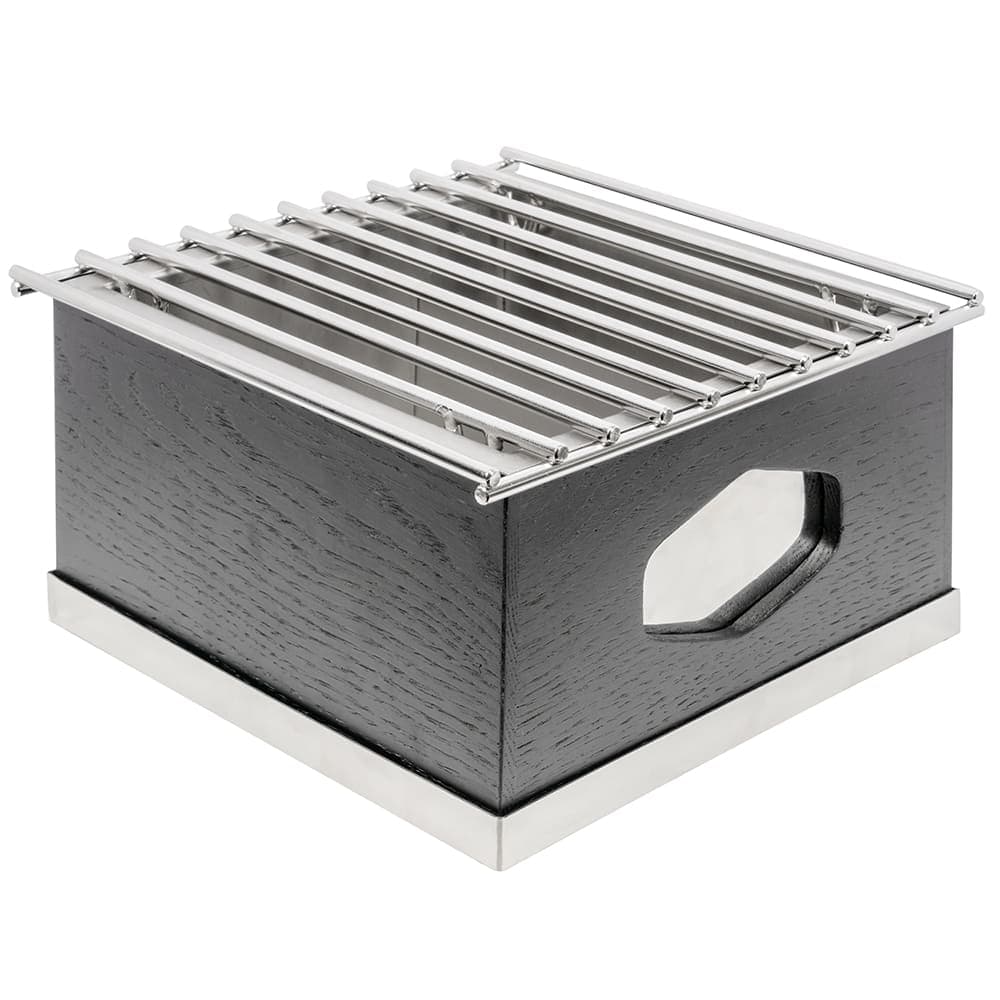 Cal-Mil 3814-87 Rectangular Chafer Alternative - 10 1/4" x 10" x 5 1/2" - Oak/Metal, Dark Gray