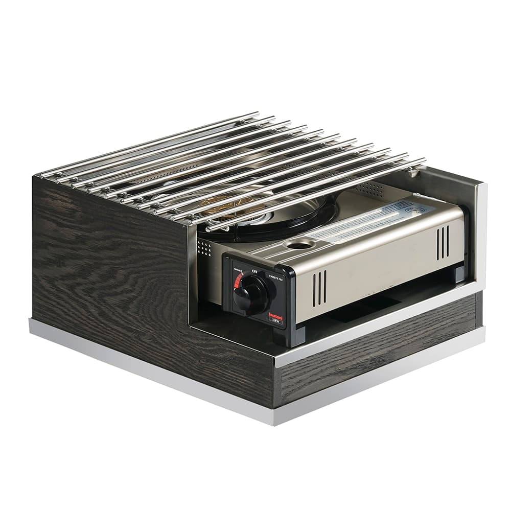 Cal-Mil 3816-87 Frame w/ Steel Grill Top for Butane Stove - 12"W x 14"D x 7 1/2"H, Oak/Metal