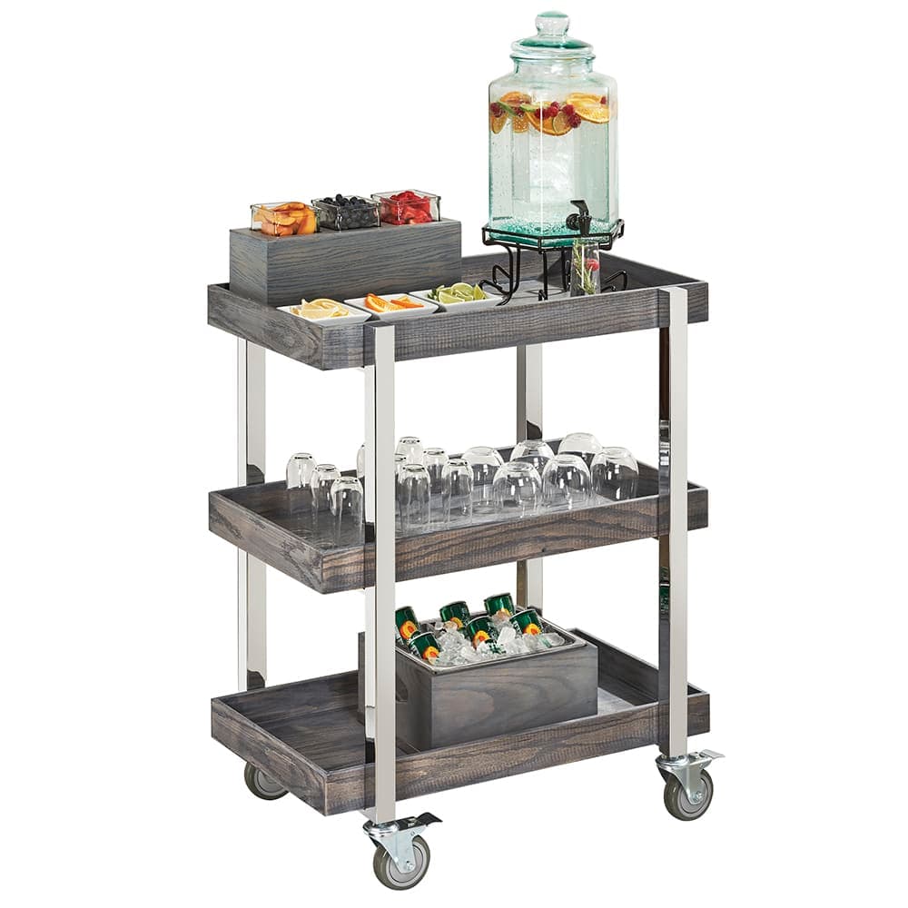 Cal-Mil 3834-83 Ashwood Beverage Serving Cart w/ (3) Shelves - 31"W x 20 1/8"D x 44"H, Metal/Gray Wood