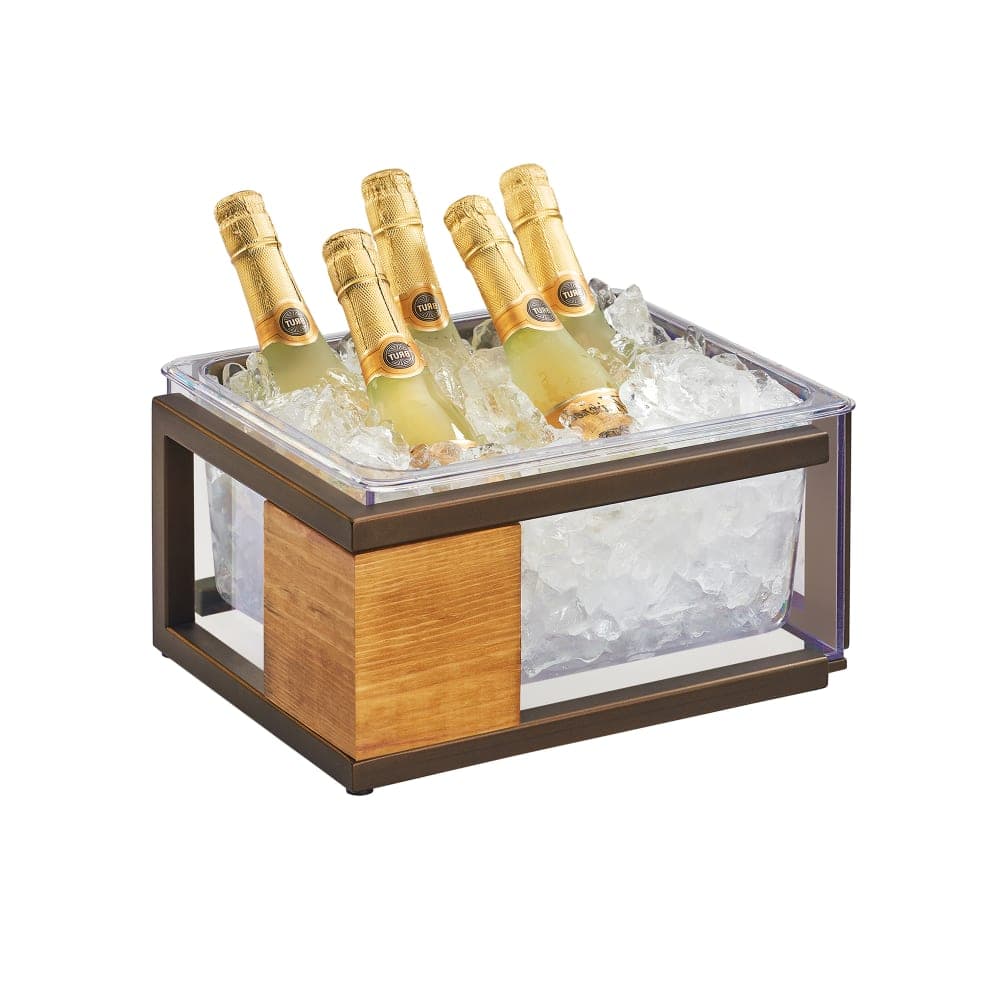 Cal-Mil 3905-10-84 Rectangular Ice Housing -13 1/4"L x 11 1/4"W x 6"H, Wood/Bronze Frame