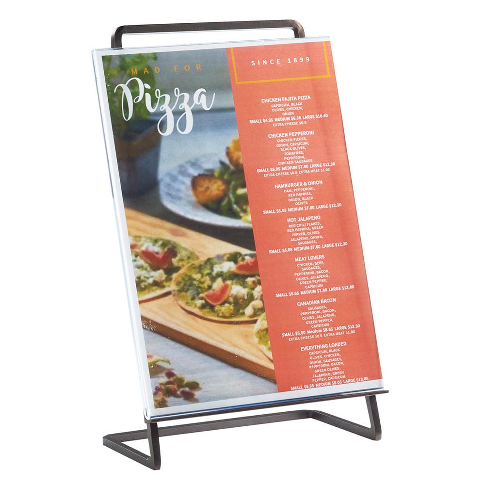 Cal-Mil 3925-811-84 Tabletop Menu Card Holder - 8 1/2"W x 12 3/4"H, Metal, Bronze
