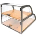 Cal-Mil 3931-S-84 2 Tier Pastry Display Case w/ Wood Trays - Plastic Case, Bronze Frame thumbnail 2