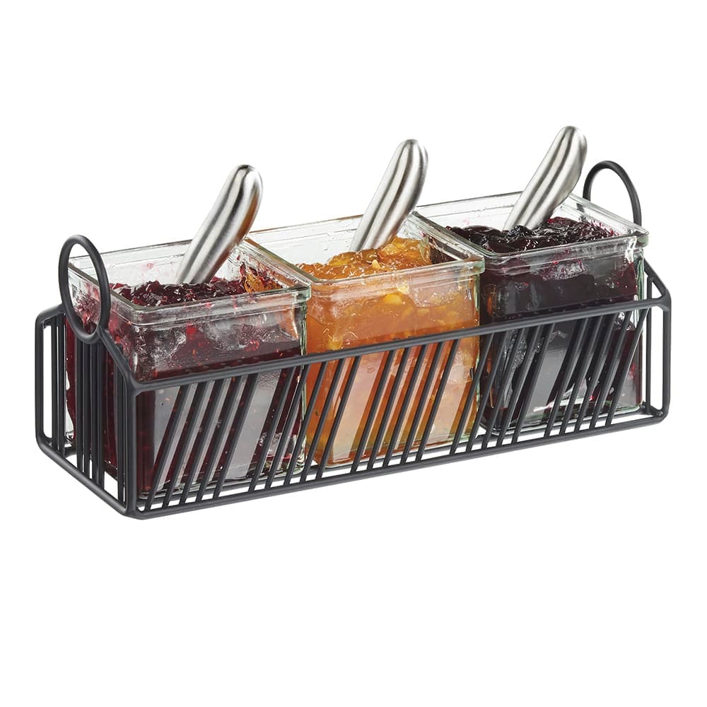 Cal-Mil 4101-3-13 Rectangular 3 Compartment Condiment Jar Display - Clear/Black