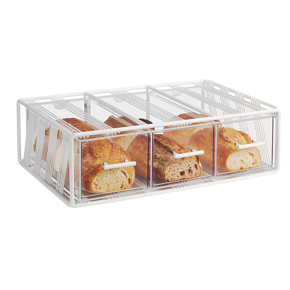 Cal-Mil 4119-15 3 Drawer Bread Display Case - 22 1/4"W x 14 3/4"D x 7"H, Acrylic/Steel, Black